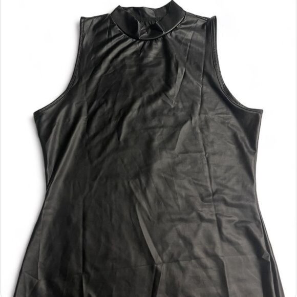 Leather Print Mock Neck Dress - Sleeveless Bodycon Style | Size L | New - Picture 6 of 13